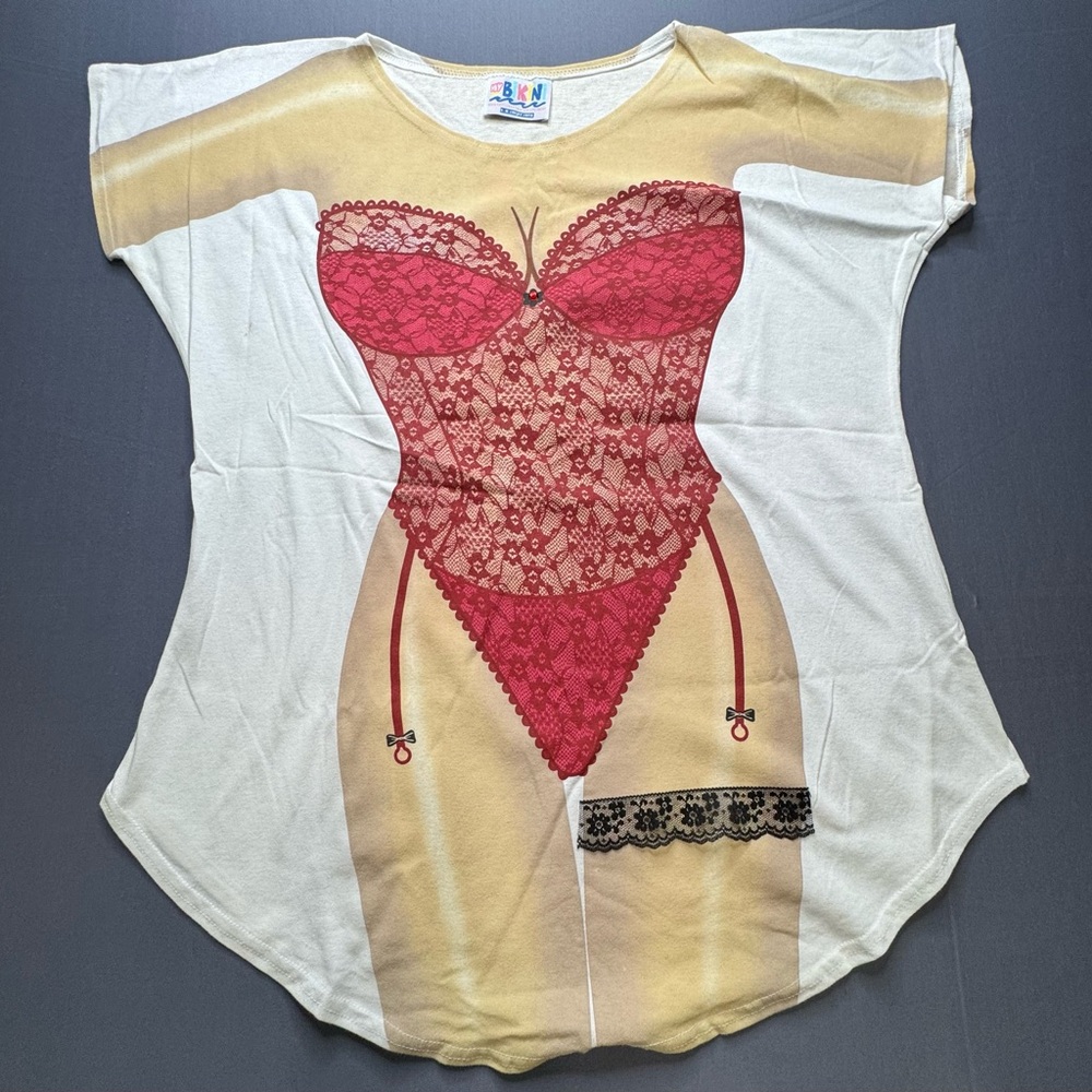 L.A Imprints My Bikini Cream and red bikini  100% cotton 23x32 #1132